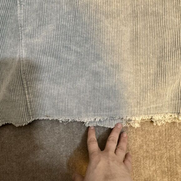 KATYdid XL Neutral Corduroy Distressed Woman’s Shacket Button Up Grey Raw Hem - Picture 8 of 8